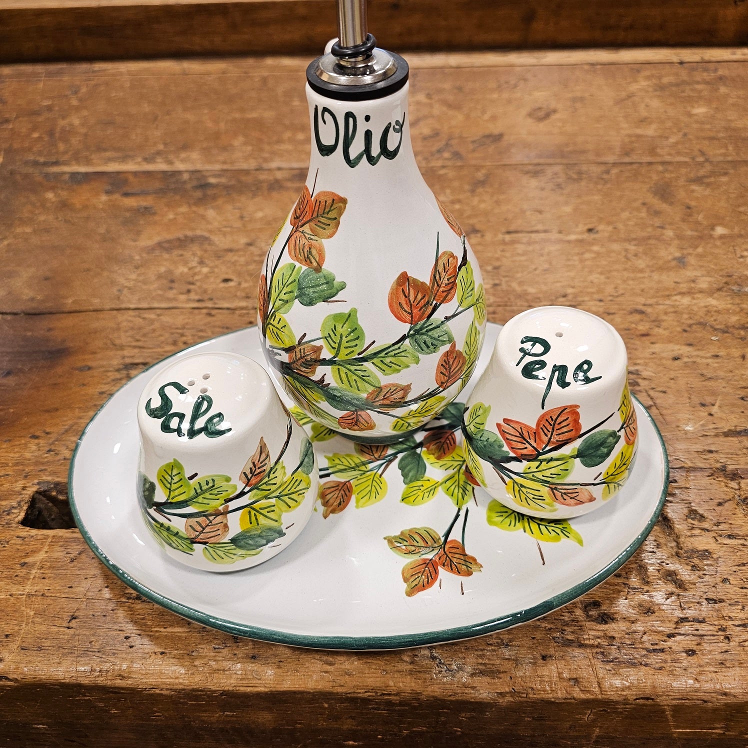 Set Olio/Sale e Pepe in ceramica decorato a mano – Stampe Romagnole