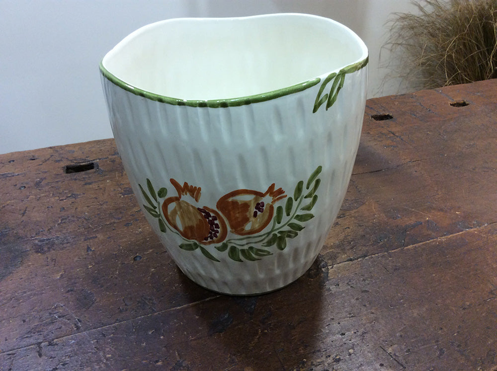 Small ceramic vase holder with pomegranate decoration