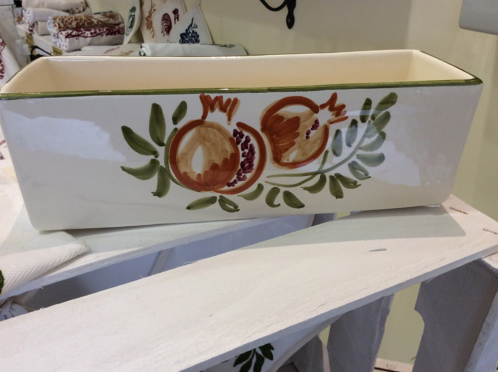 Ceramic waffle container with pomegranate decoration