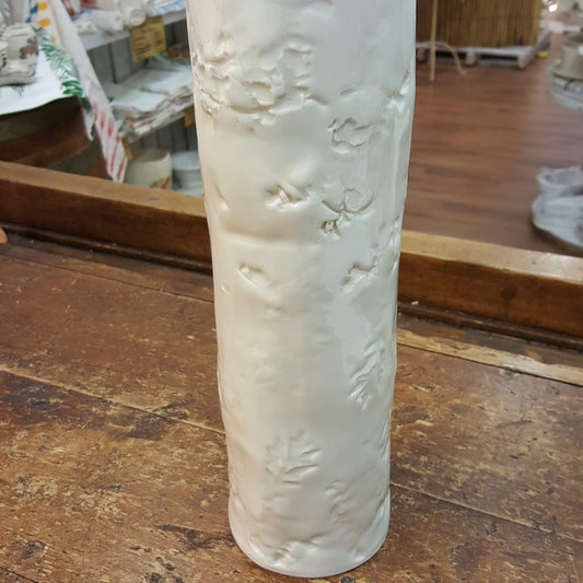 Vaso in porcellana a tubo con impronta floreale