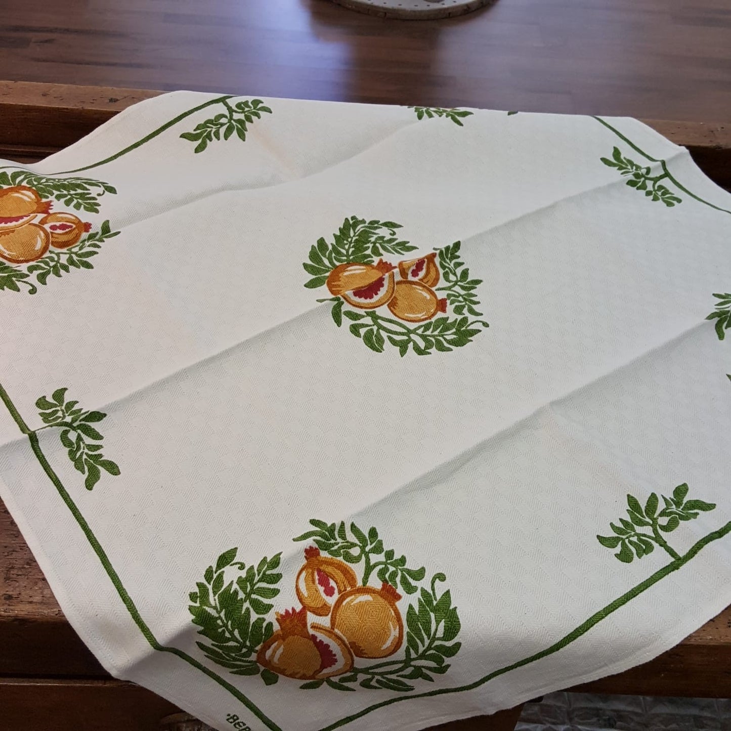 Square table cover with pomegranate print