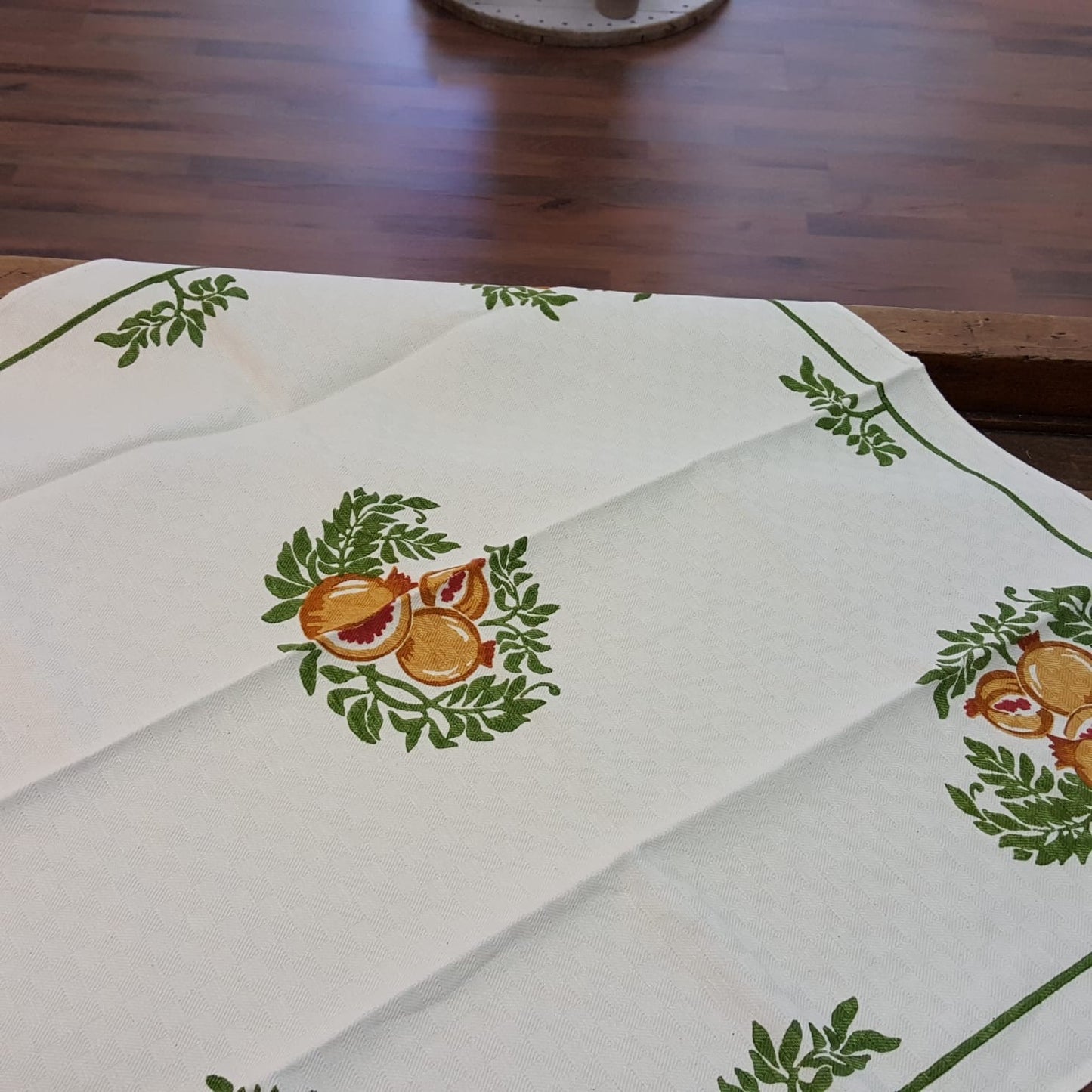 Square table cover with pomegranate print