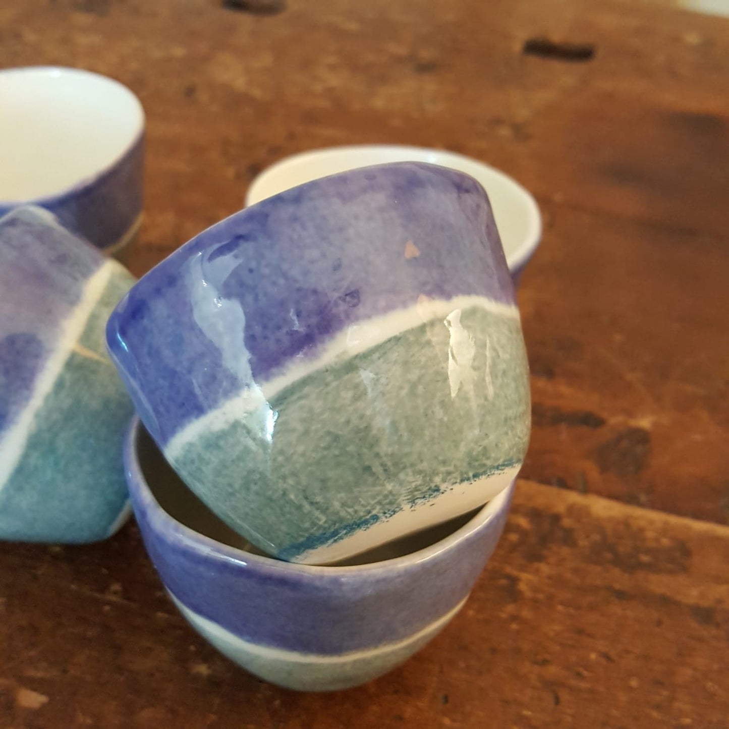 Blue band porcelain coffee cups