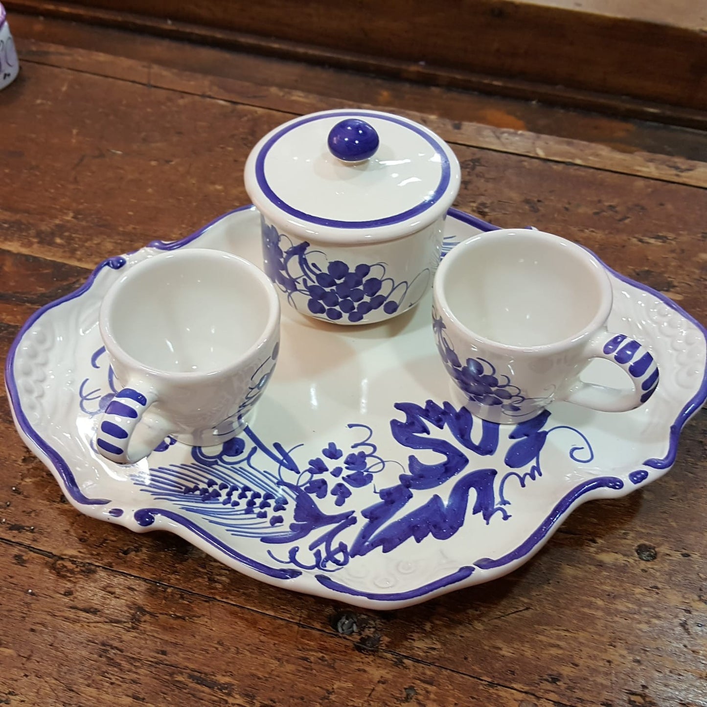 Ceramic Tete à Tete service with sugar bowl