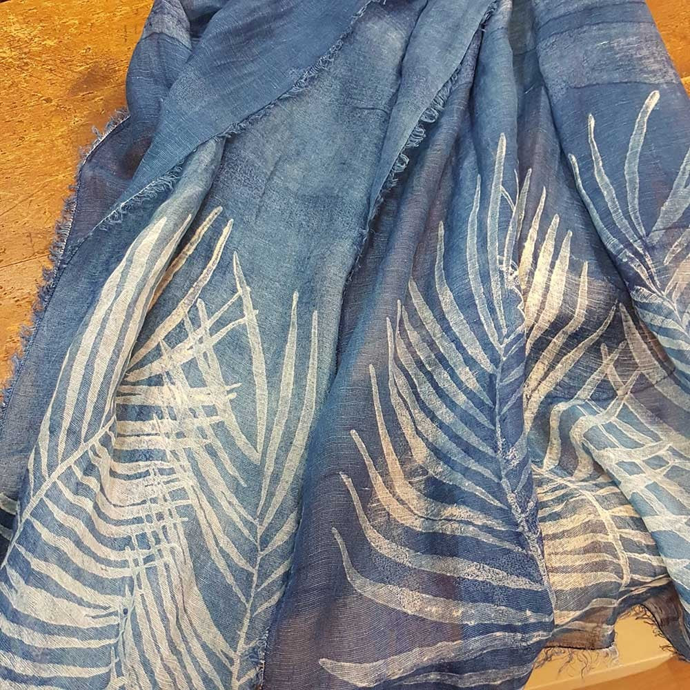 Bertozzi Palme collection silk and linen scarf