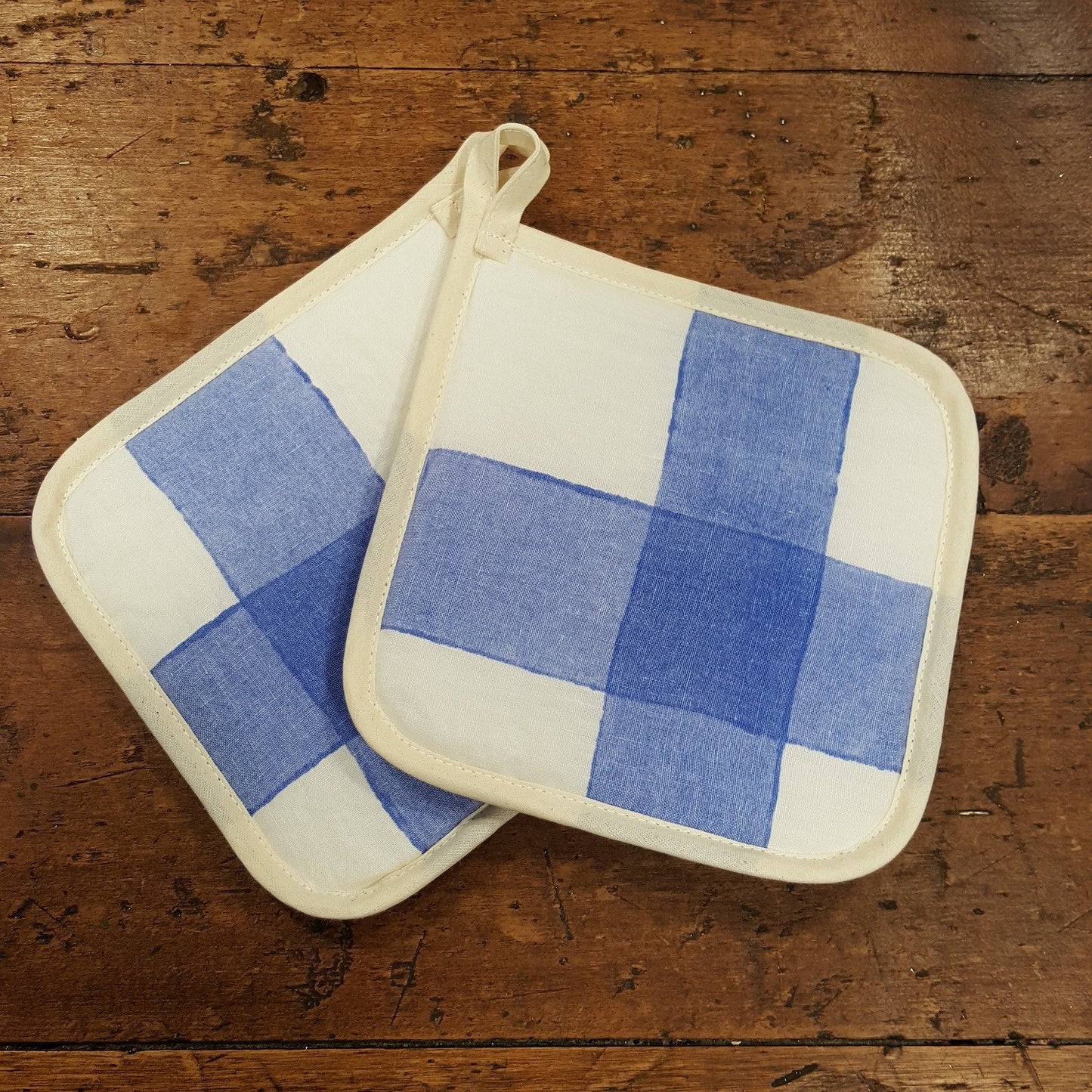 Kitchen pot holders in linen Quadrettato Collection