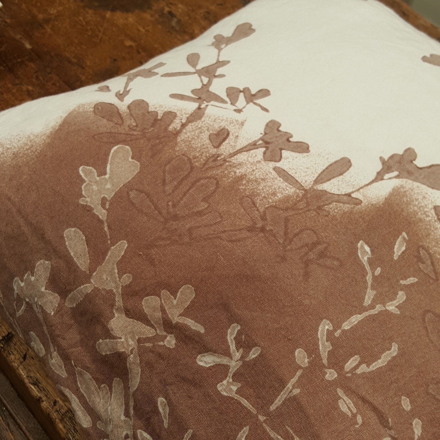 Clover print crumpled linen cushion cover/pillowcase