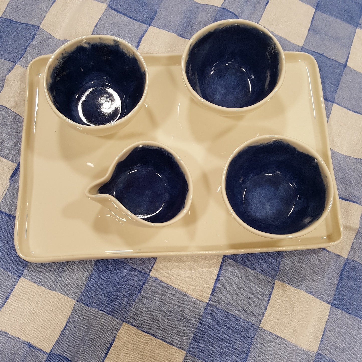 Coffee service with brushed green porcelain milk jug.