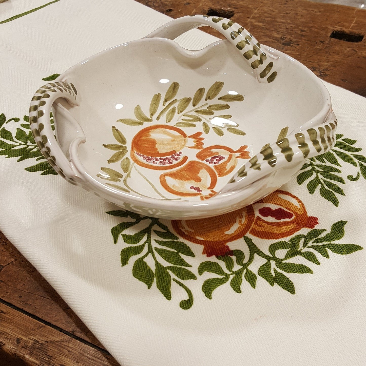 Fruit bowl with pomegranate or strawberry decoration