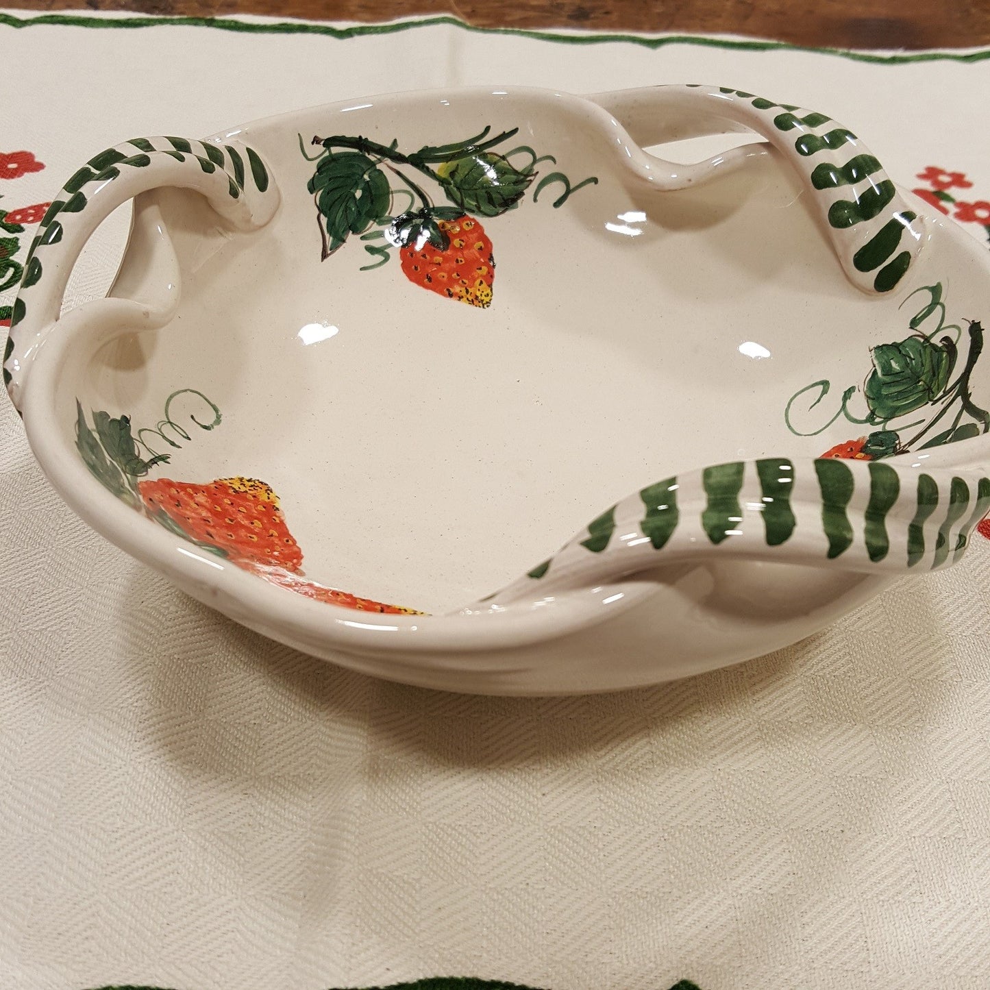 Fruit bowl with pomegranate or strawberry decoration