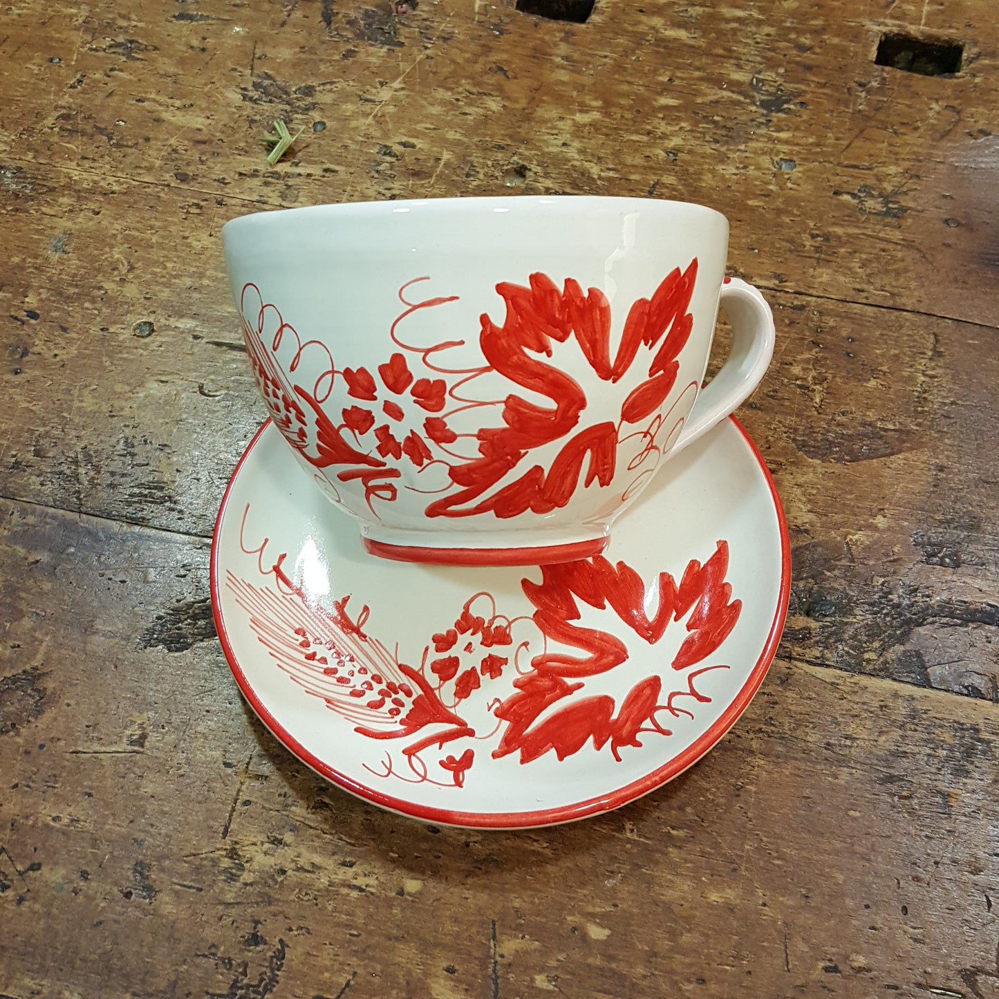 Ceramic breakfast cup with handle