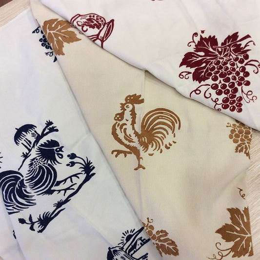 Hand-decorated cotton tea towel with Romagna prints