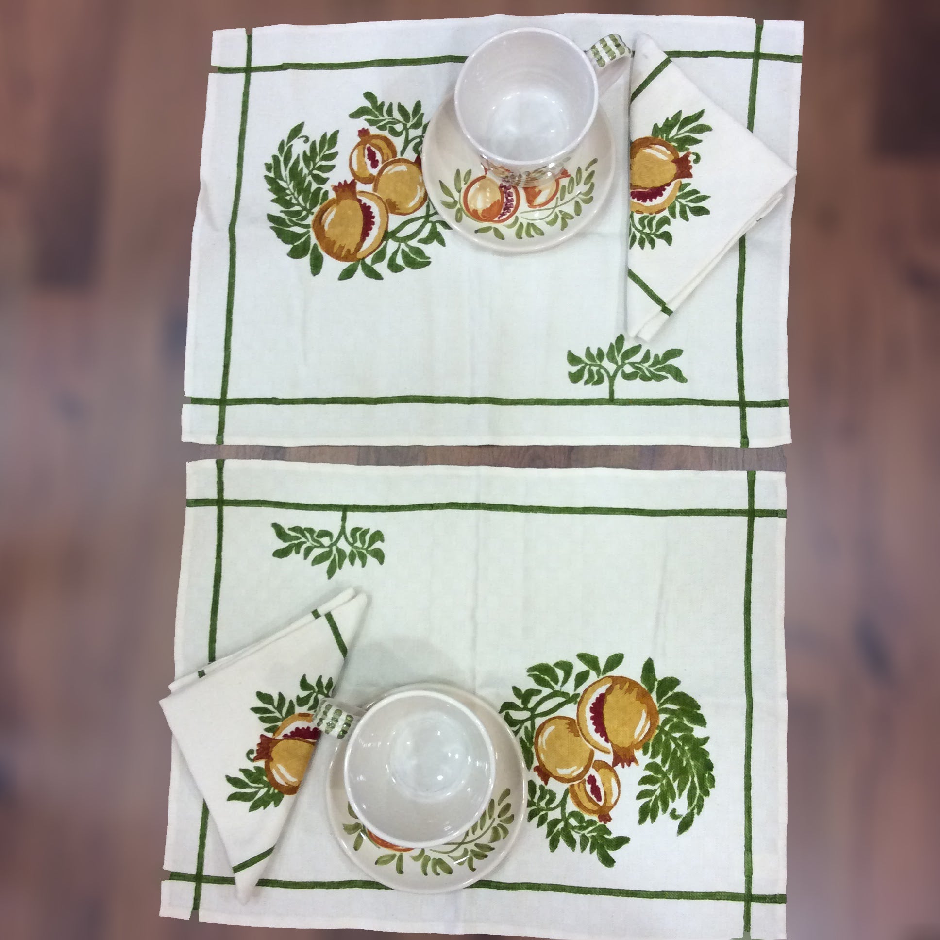 Completo da colazione tovagliette e tazze decorazione melograno – Stampe  Romagnole