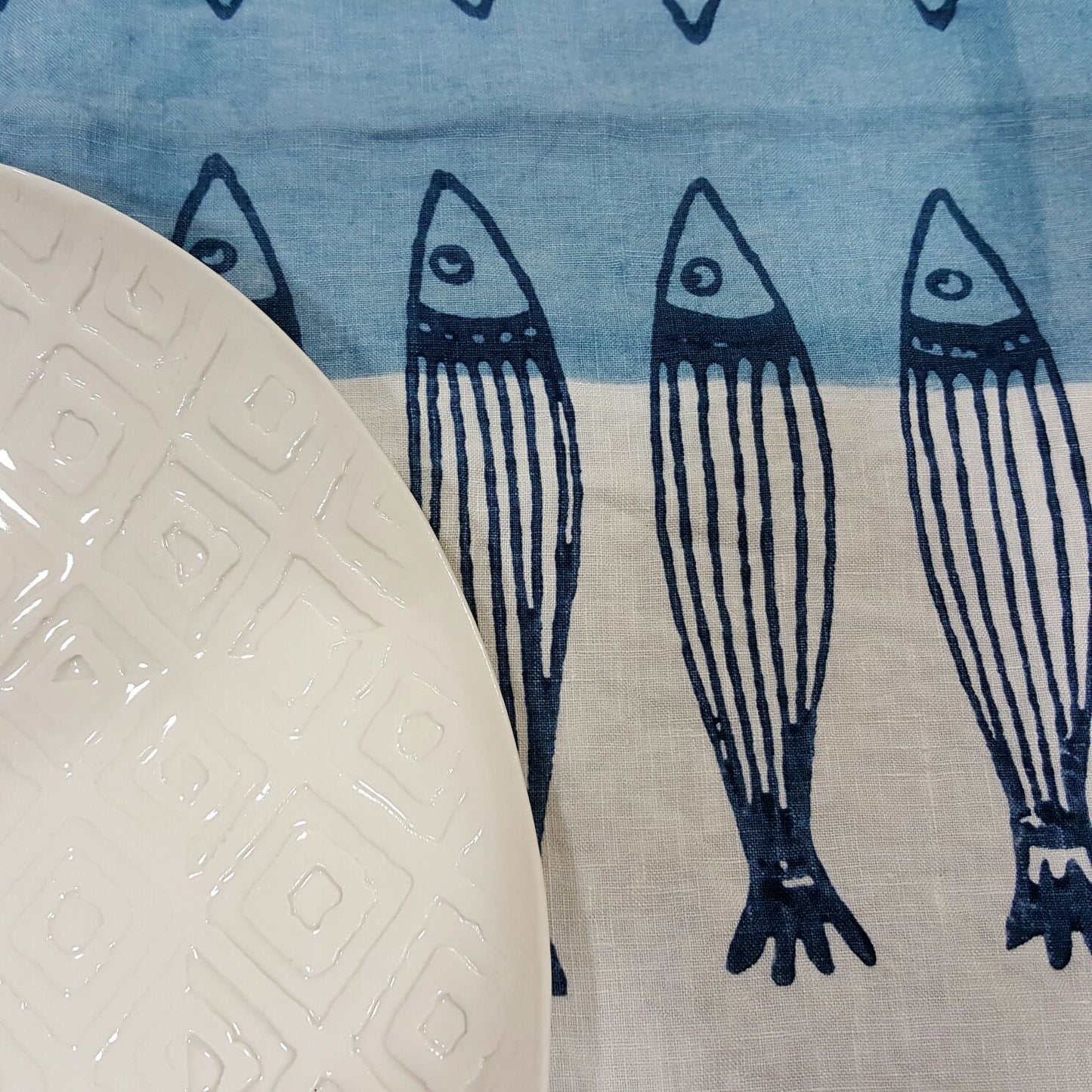 Panarea table runner with sardines