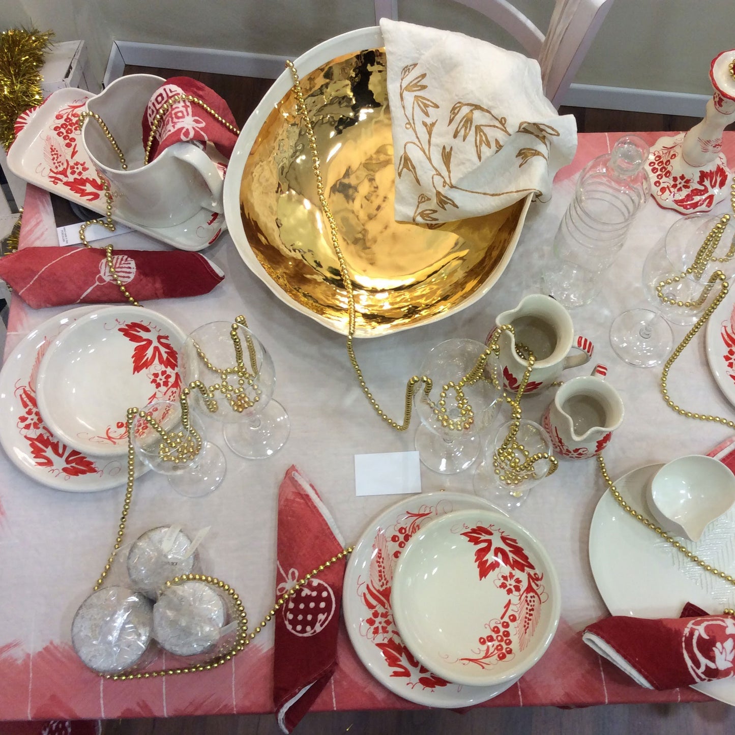 Christmas tablecloth in linen Natalia Collection by Bertozzi