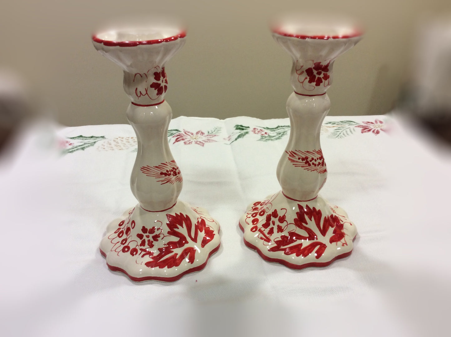 Hand decorated ceramic candlestick