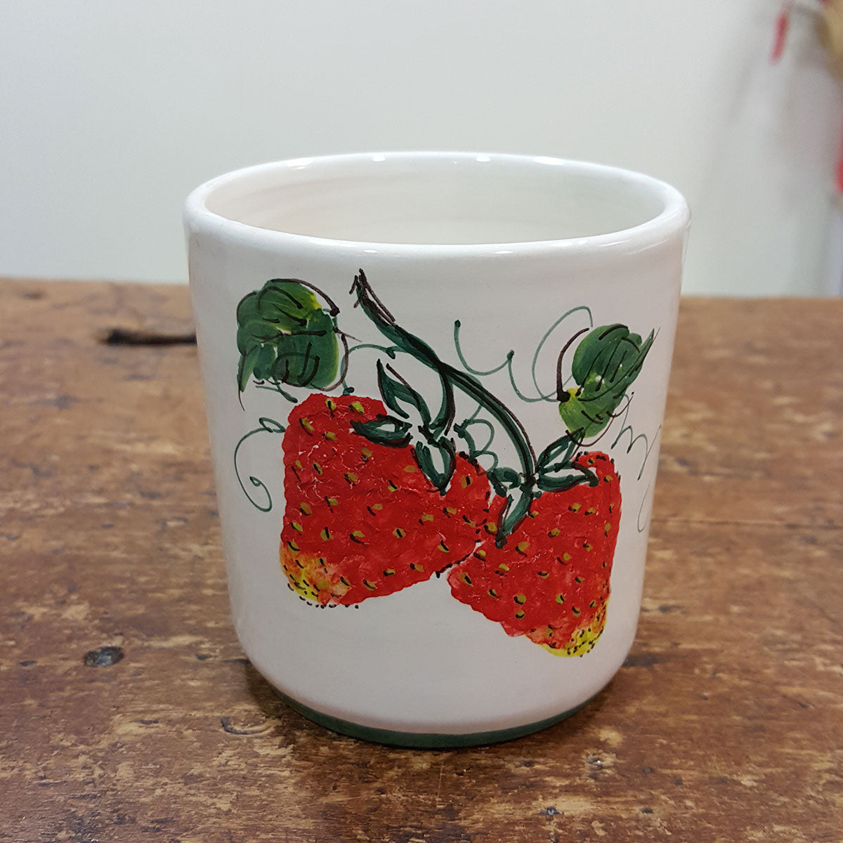 Strawberry decorated ceramic mug