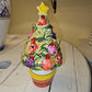 Mini Christmas tree in hand-decorated ceramic