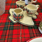 Christmas holly ceramic tray and cups