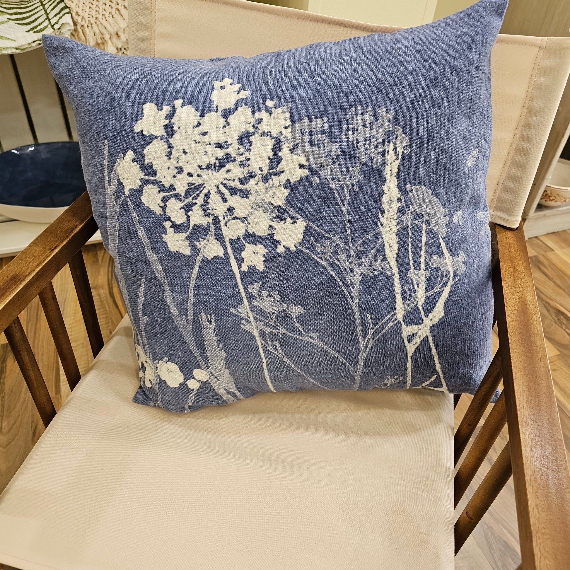 Cuscino in Lino Azzurro 50x50 cm — Cuscini da giardino