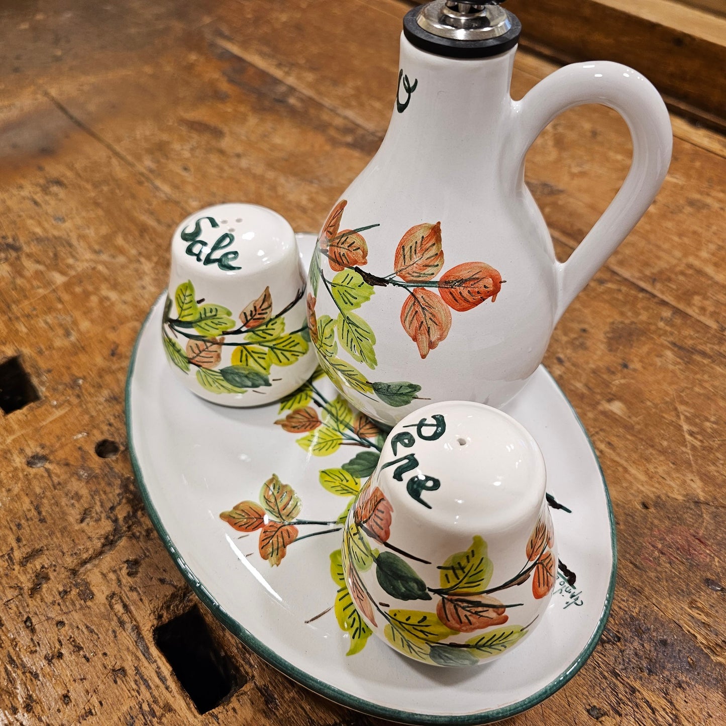 Set Olio/Sale e Pepe in ceramica decorato a mano
