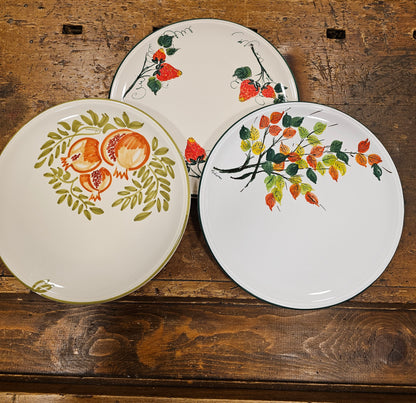 Piatto da portata tondo in ceramica Collezione Fragole/Melograno o Foglie