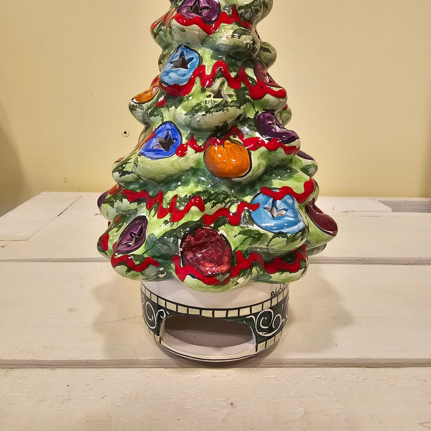 Hand decorated ceramic Christmas tree