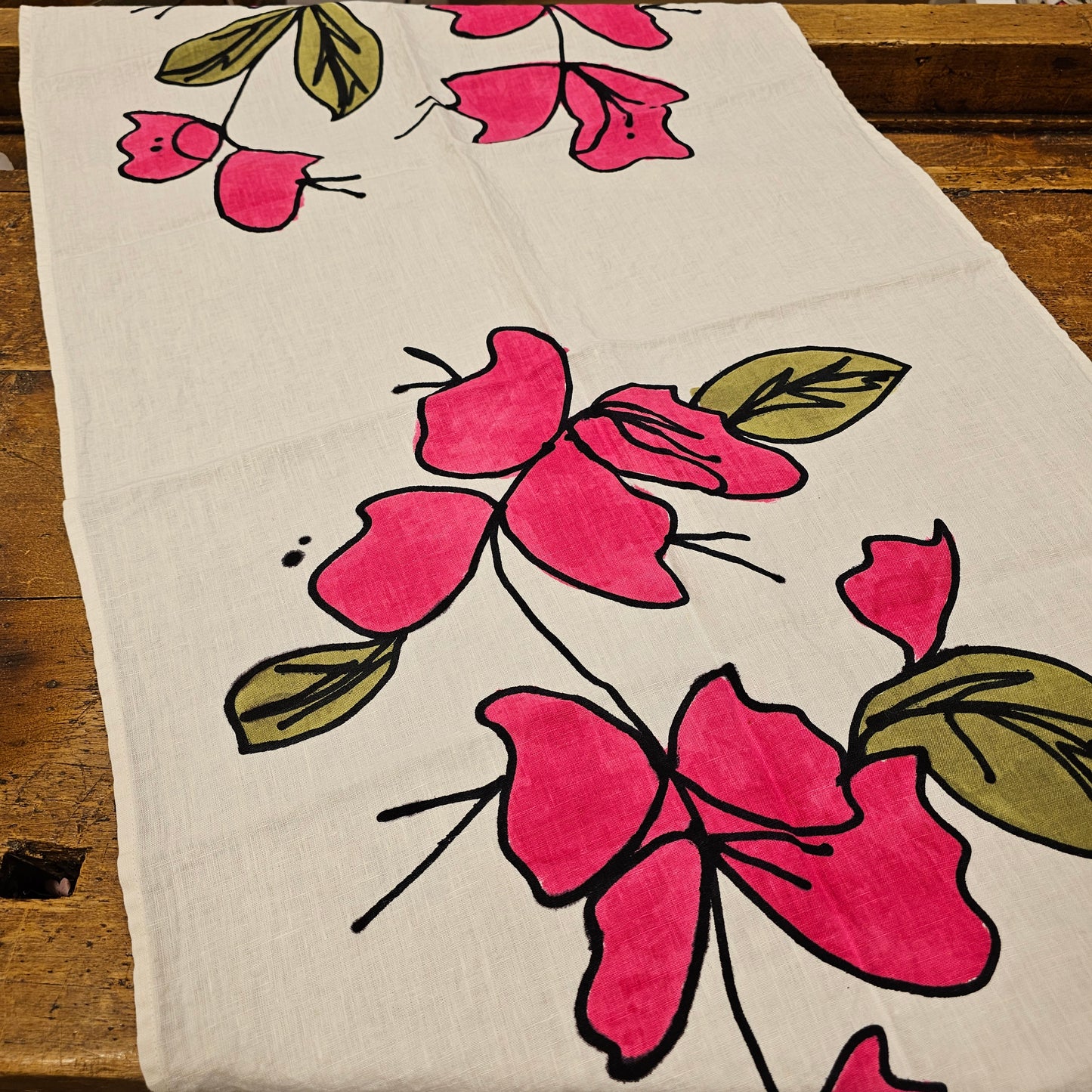 Runner 100% Lino Collezione Bouganville Pop