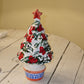 Mini Christmas tree in hand-decorated ceramic
