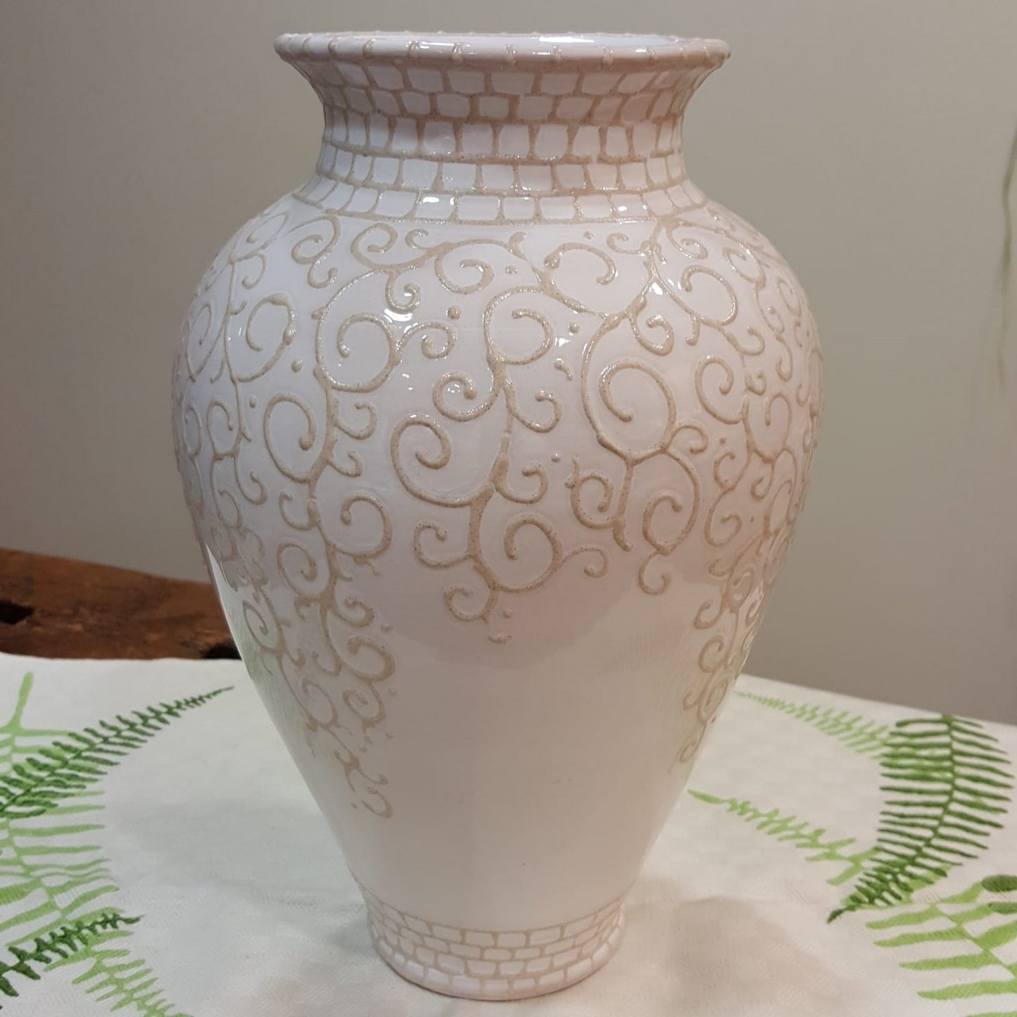 Ceramic vase with embroidery decoration