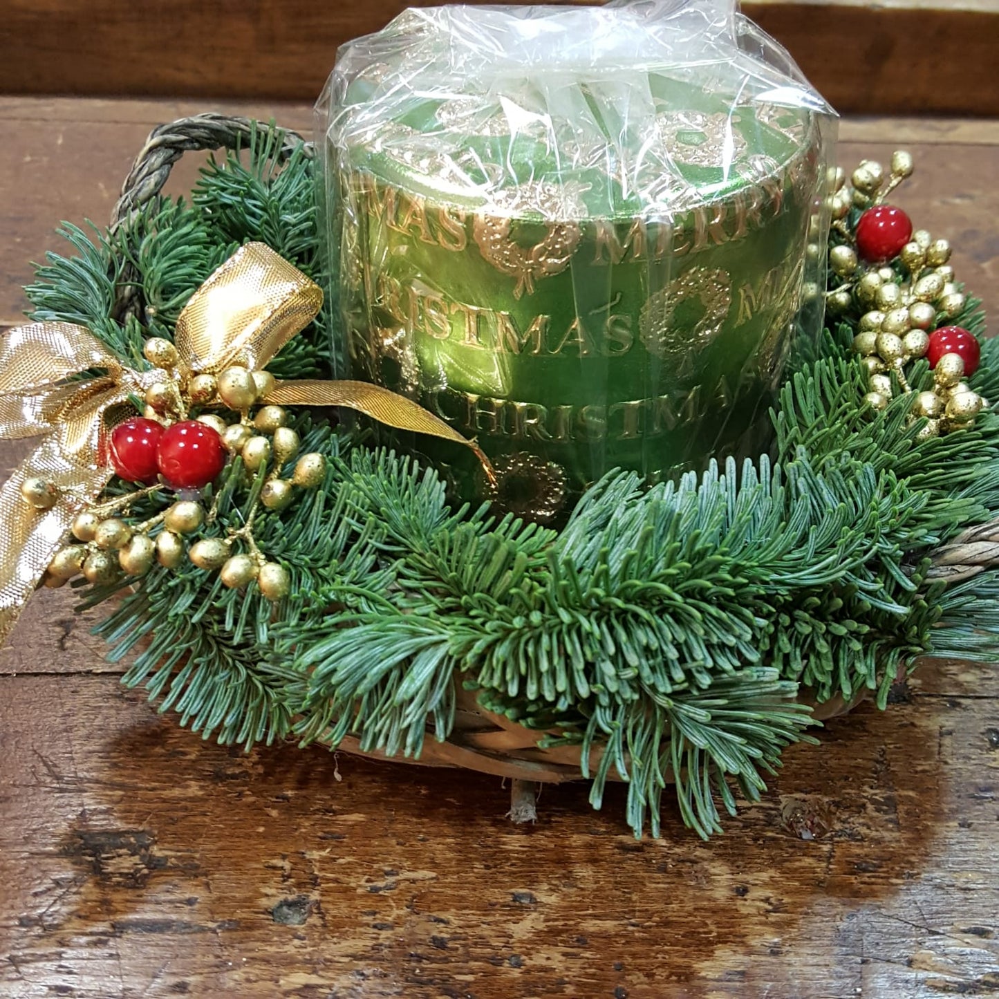 Christmas gift box with candle