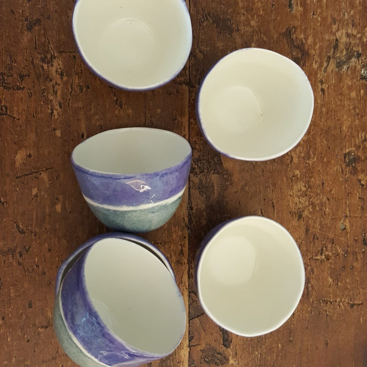 Blue band porcelain coffee cups