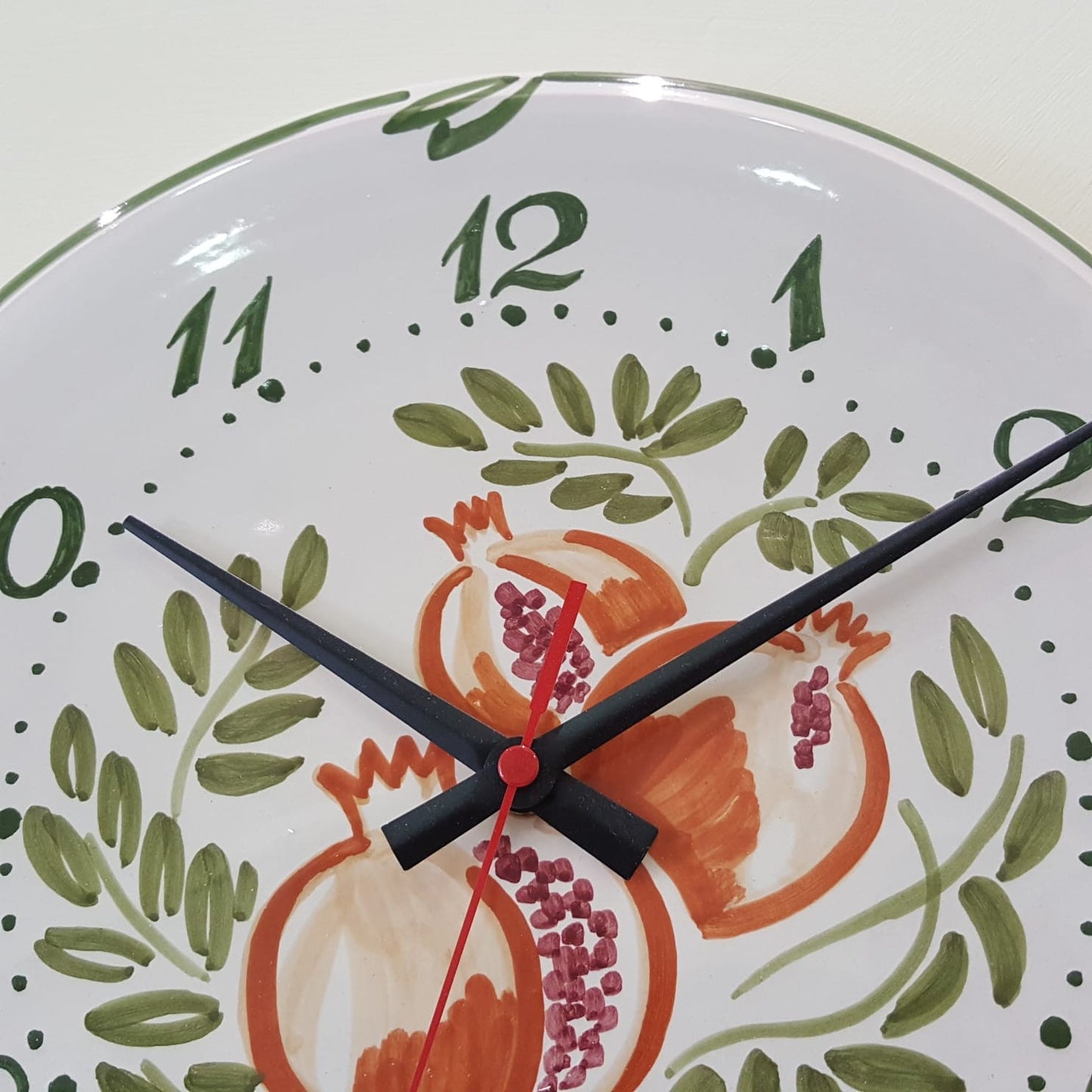 Ceramic clock to hang with Pomegranate decoration