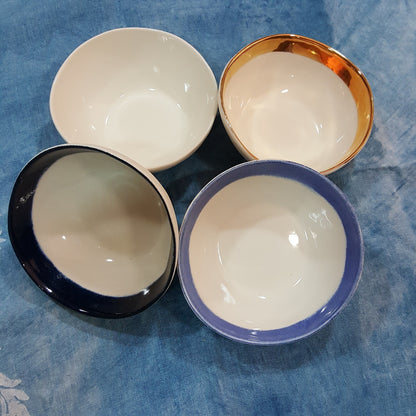 Handmade porcelain bowl with rim.