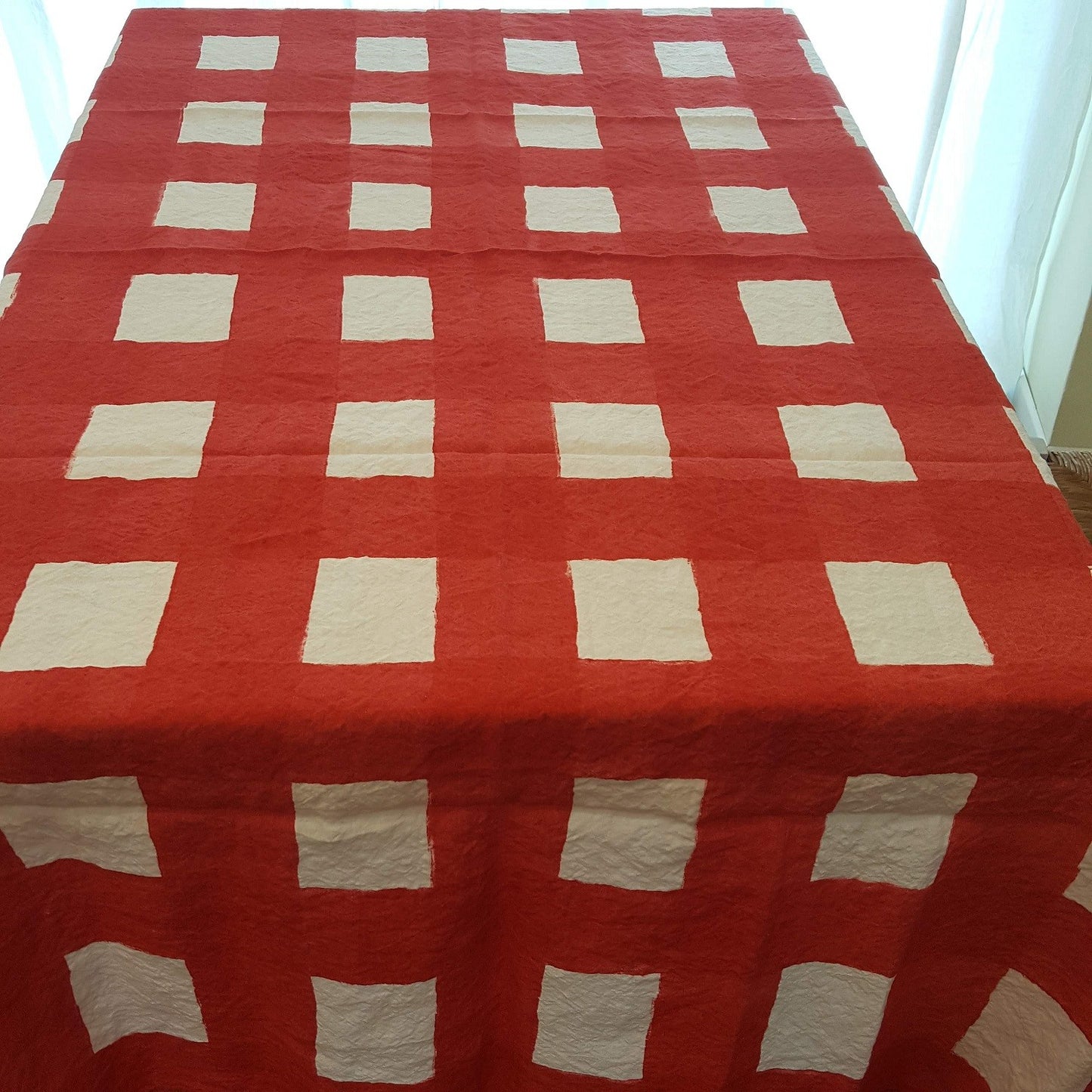 Red Linen Tablecloth Checkered Collection