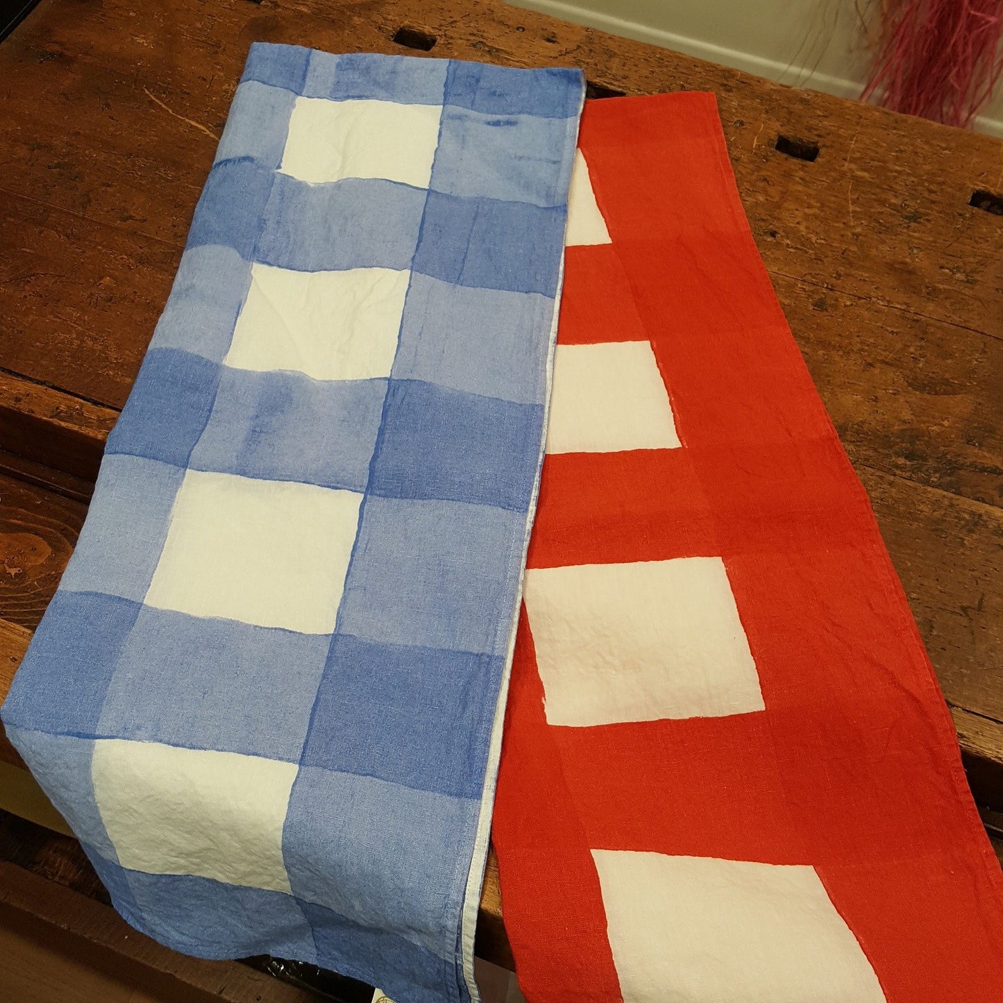 Table runner in Linen Checkered Collection
