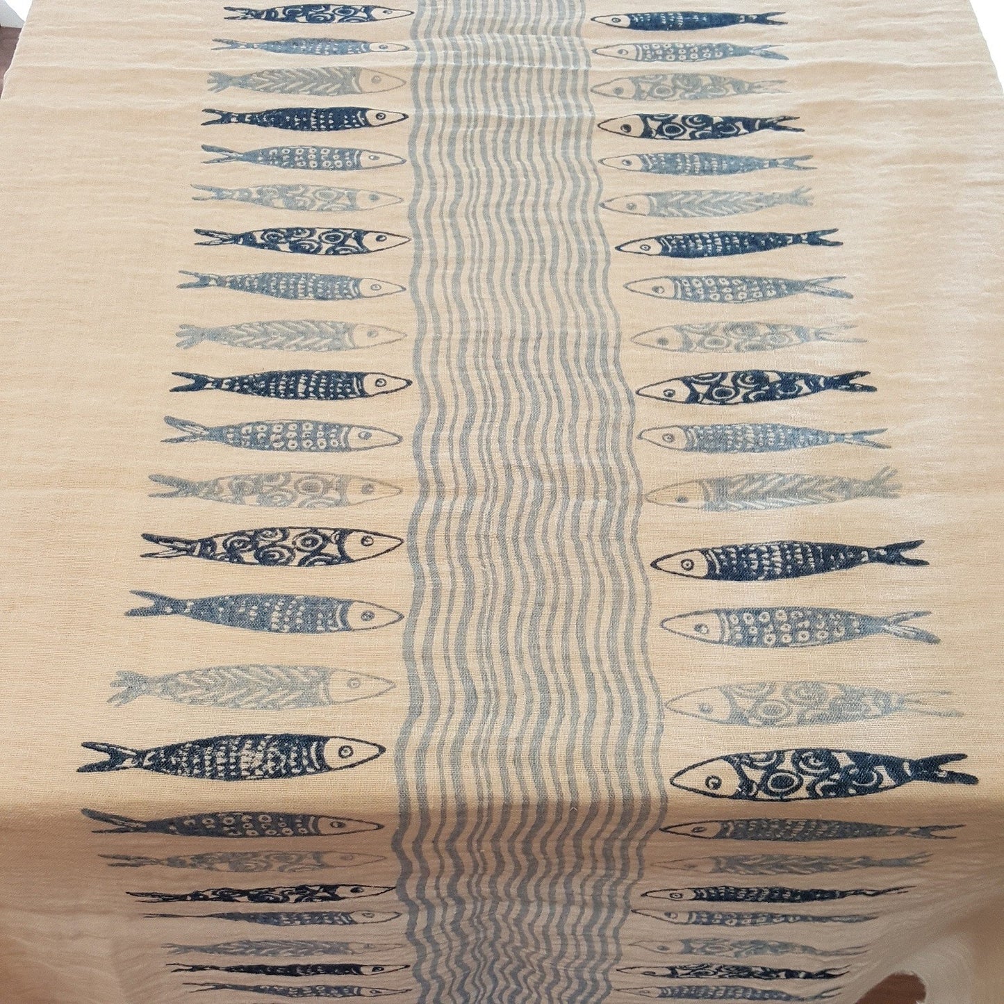 Fringed linen tablecloth Panarea Onda Collection