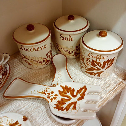 Barattolo porta sale in ceramica fatto a mano – Stampe Romagnole