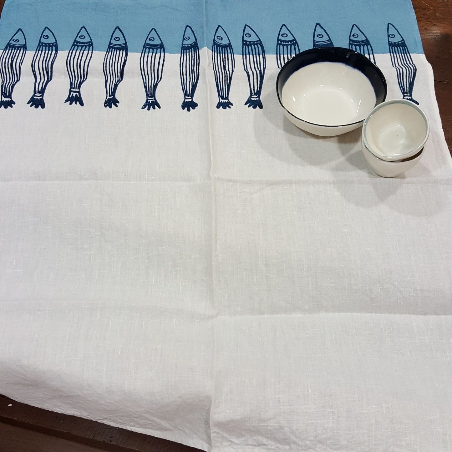 Panarea table runner with sardines