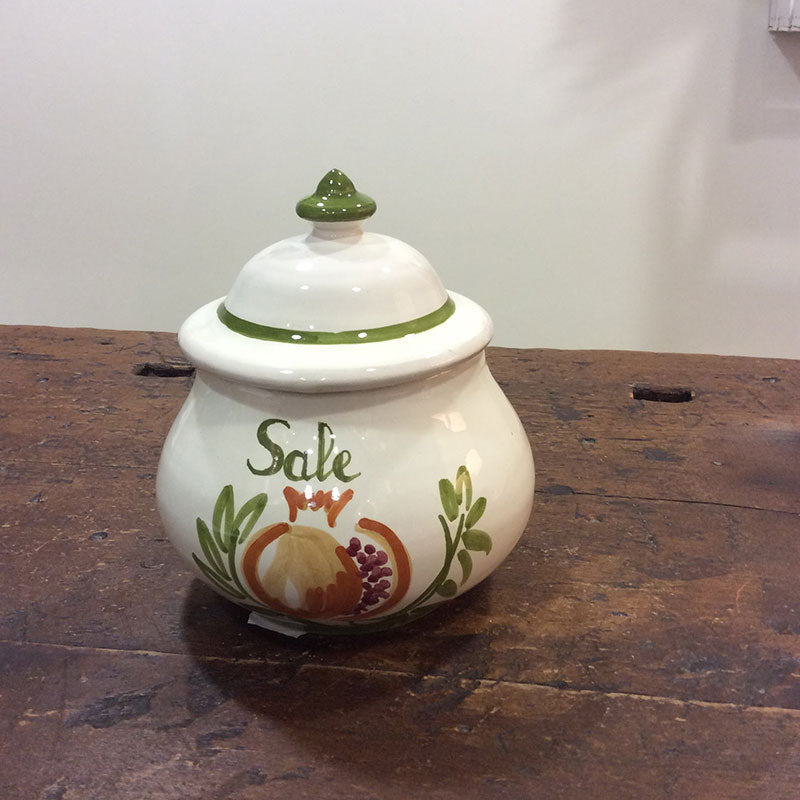 Jars for salt, coffee, sugar in ceramic