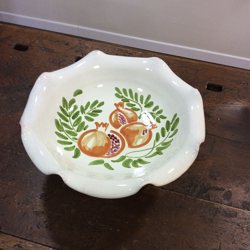 Fruttiera in ceramica decorazioni melograno