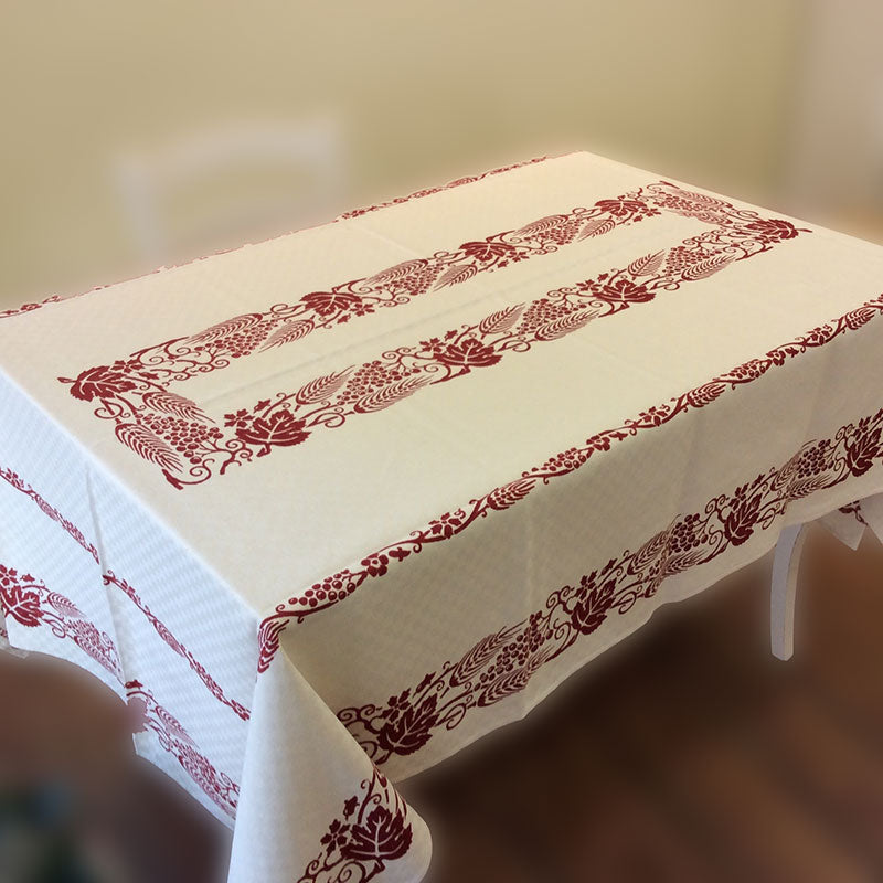 Rust red blue Romagna printed tablecloth