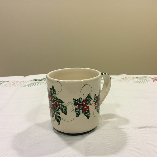Tazza Mug in ceramica Natalizia con decorazione Agrifoglio