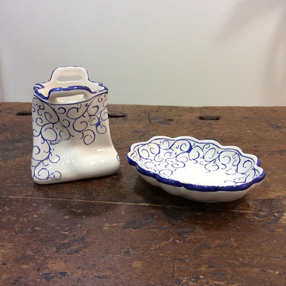 Ceramic soap dish and toothbrush holder