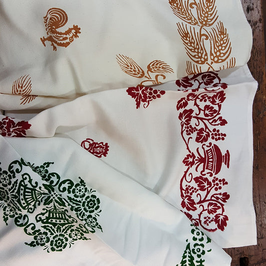 Linen blend kitchen towels with Romagna prints