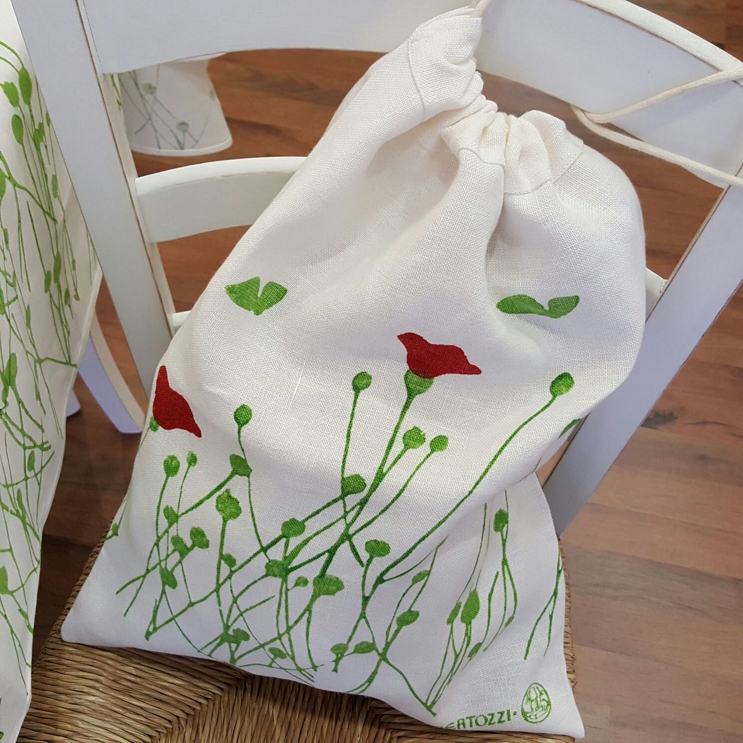Tulip print linen blend bread bag