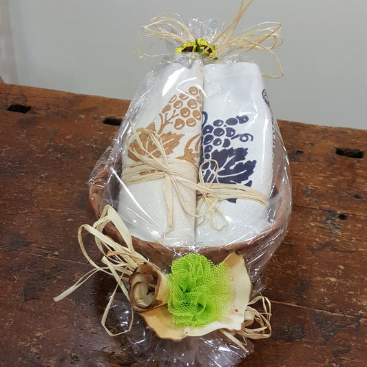 Basket gift box with tea towels