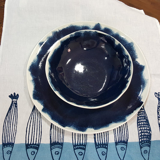 Blue porcelain dinner service