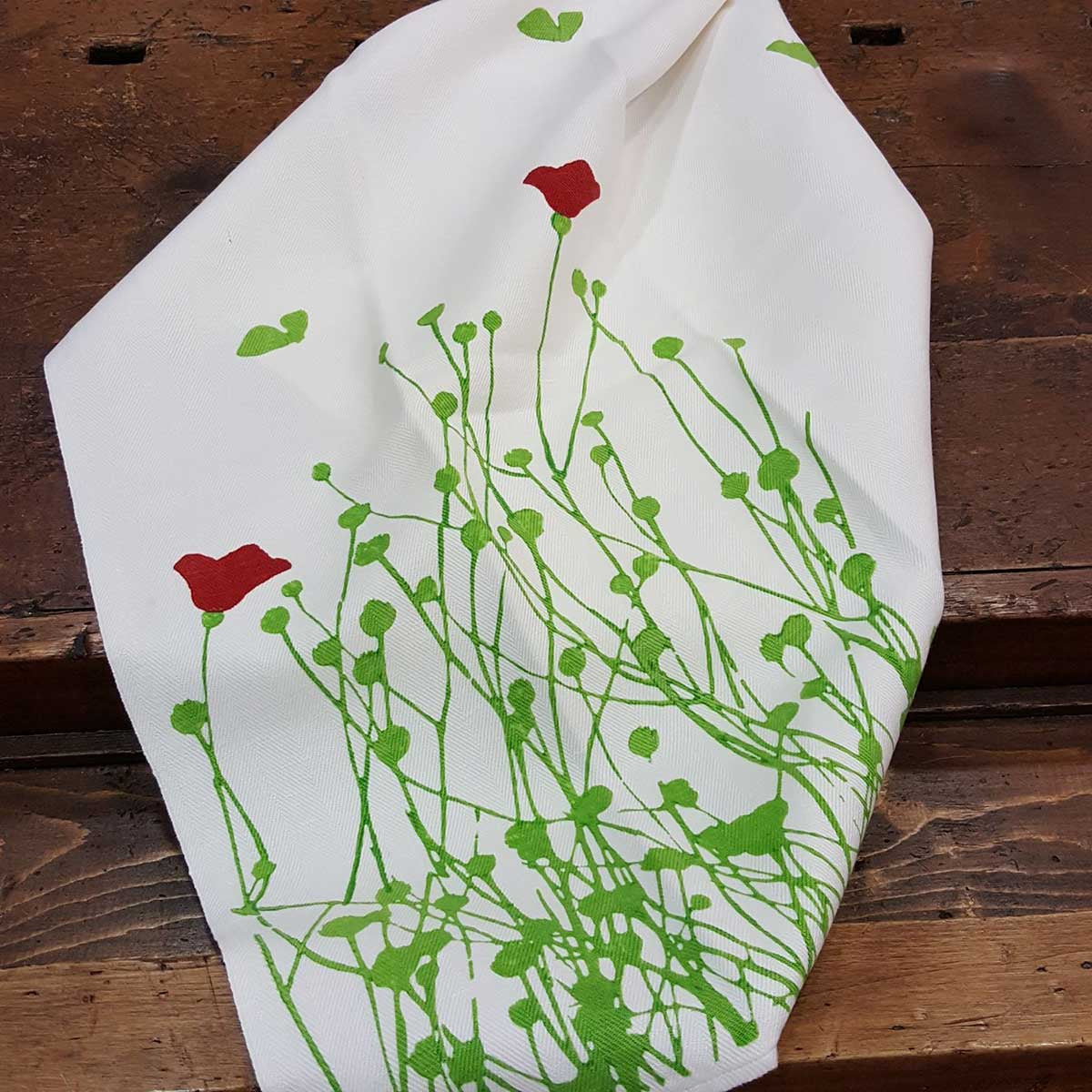 Stamperia Bertozzi tea towel printed with tulips