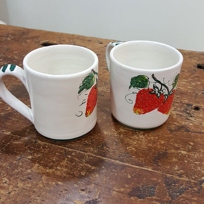 Strawberry decorated ceramic mug